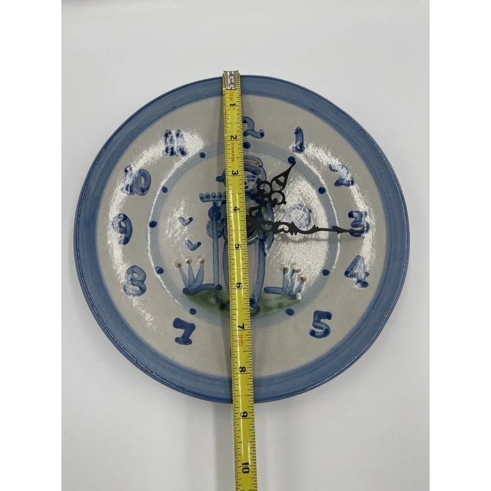 M.A Hadley Pottery 8.5 Inches Farmer Clock Hand Painted Signed Vintage Excellent